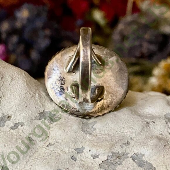 Vintage Navajo Sterling Silver Round Turquoise ring Size 7 - Picture 5 of 5